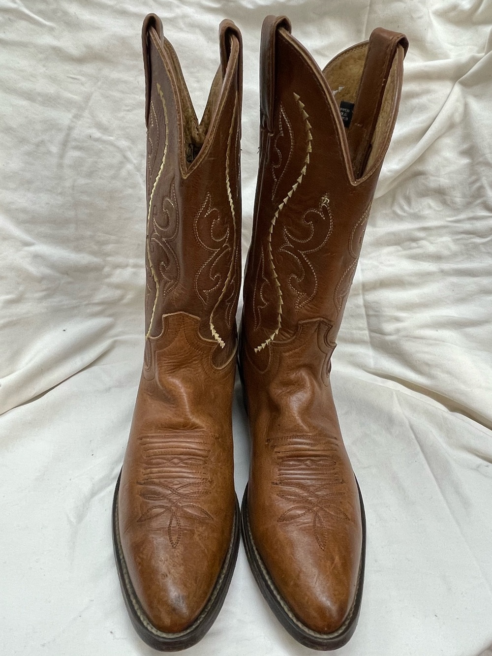 Justin Boots Brown Leather Western Cowboy Boots with Contrast Stitching 8.5b